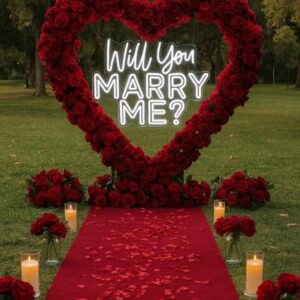 7ft Red Floral Heart