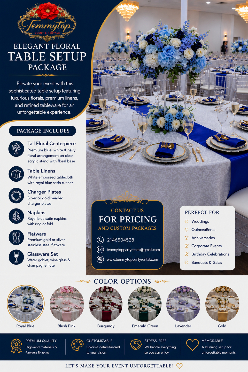 ELEGANT FLORAL TABLE SETUP PACKAGE