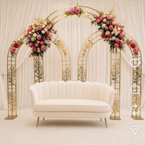 3-Piece Gold U-Shape Arch With Floral Set