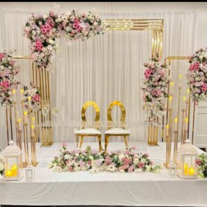 Golden 3 Piece Floral Arch Set
